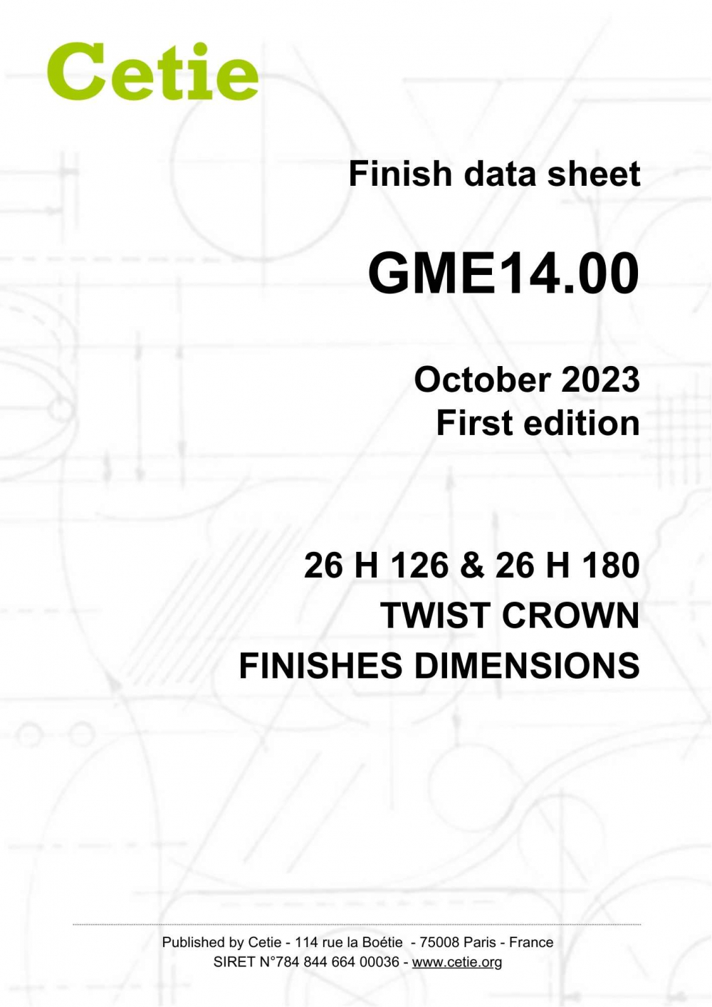 Cover - GME14.00 - 26H126 & 26H180 twist crown finishes - Dimensions