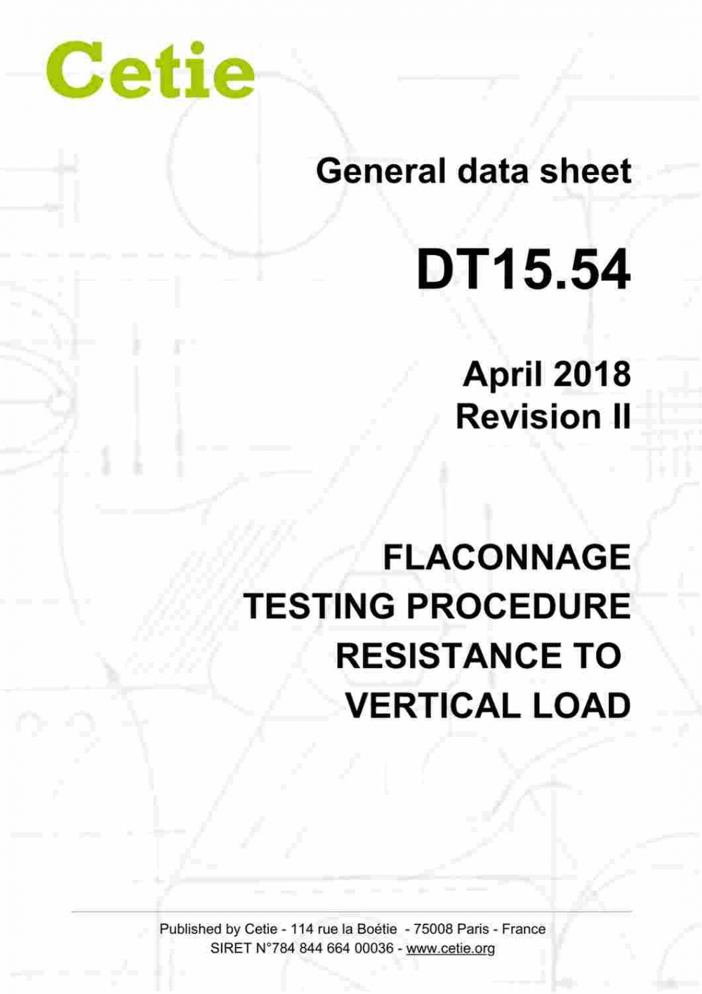 Cover - DT15.54 - Flaconnage - Testing procedure - Resistance to vertical load