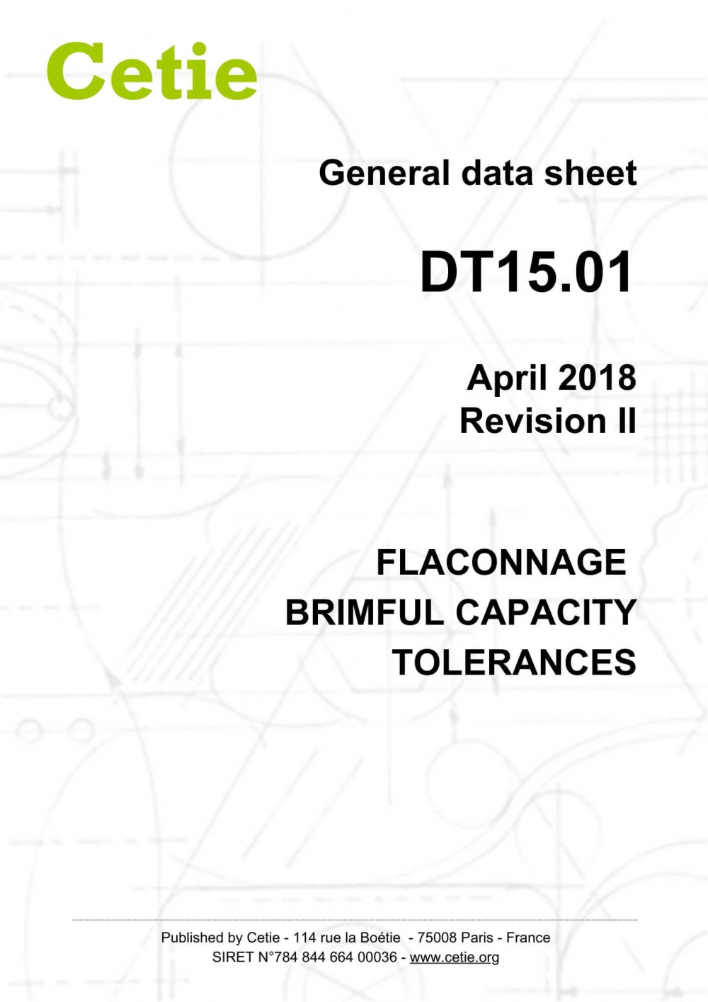Cover - DT15.01 - Flaconnage - Brimful capacity tolerances