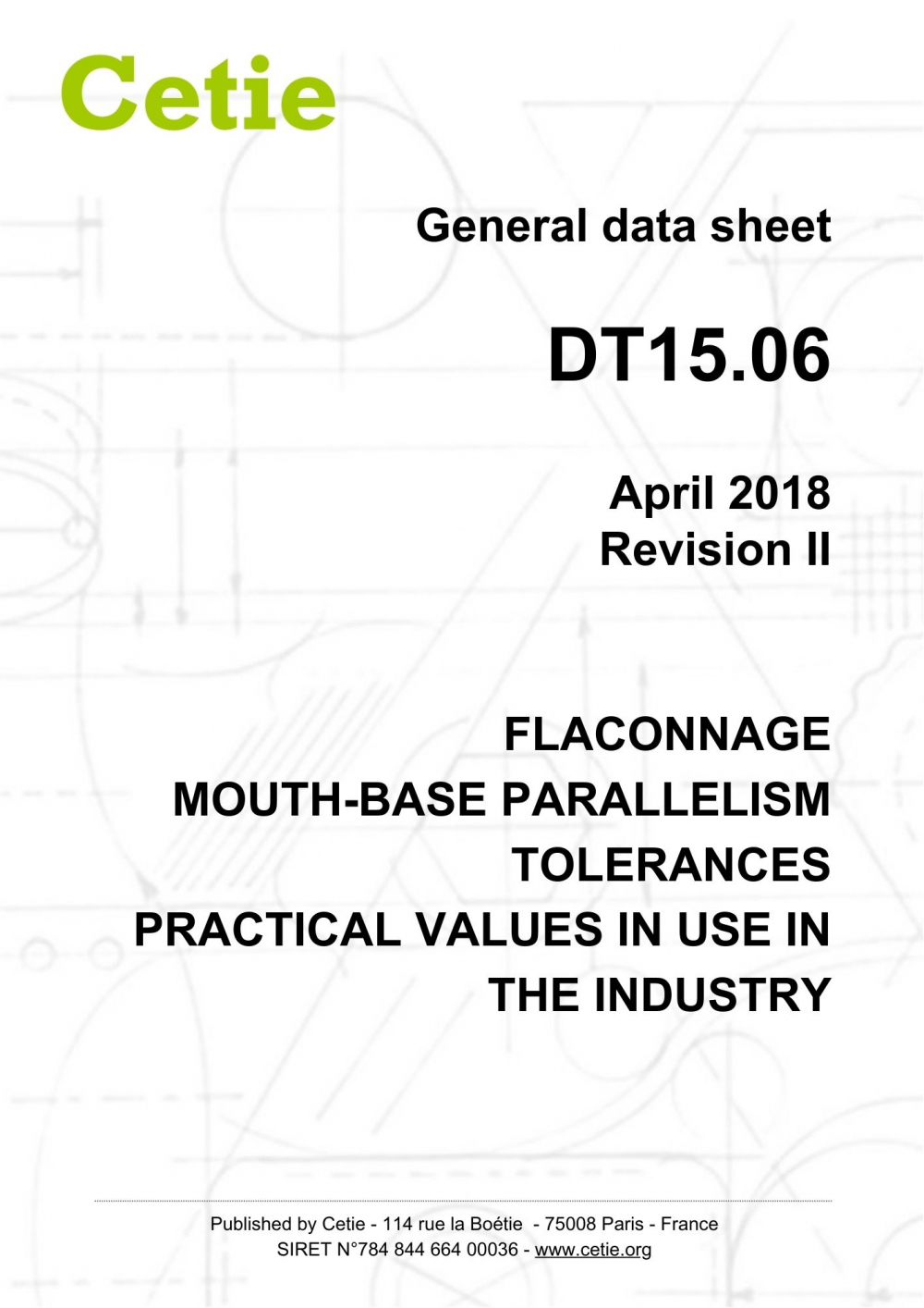 Cover - DT15.06 - Flaconnage - Mouth-base parallelism tolerances - Practical values in use in the industry