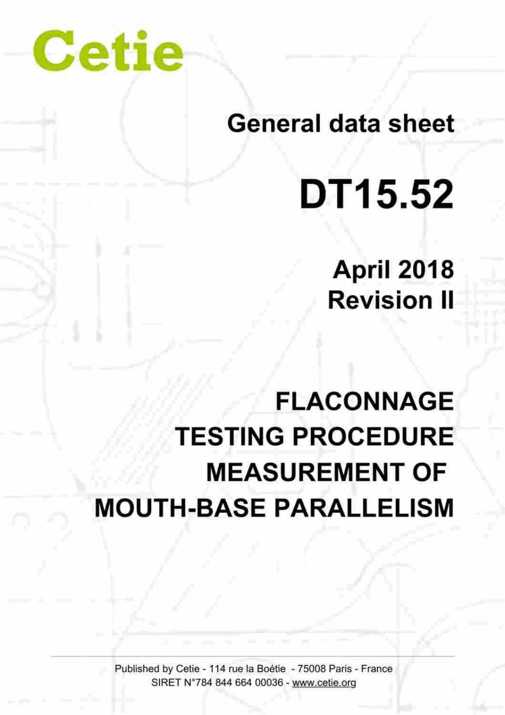 Cover - DT15.52 - Flaconnage - Testing procedure: Measurement of mouth-base parallelism