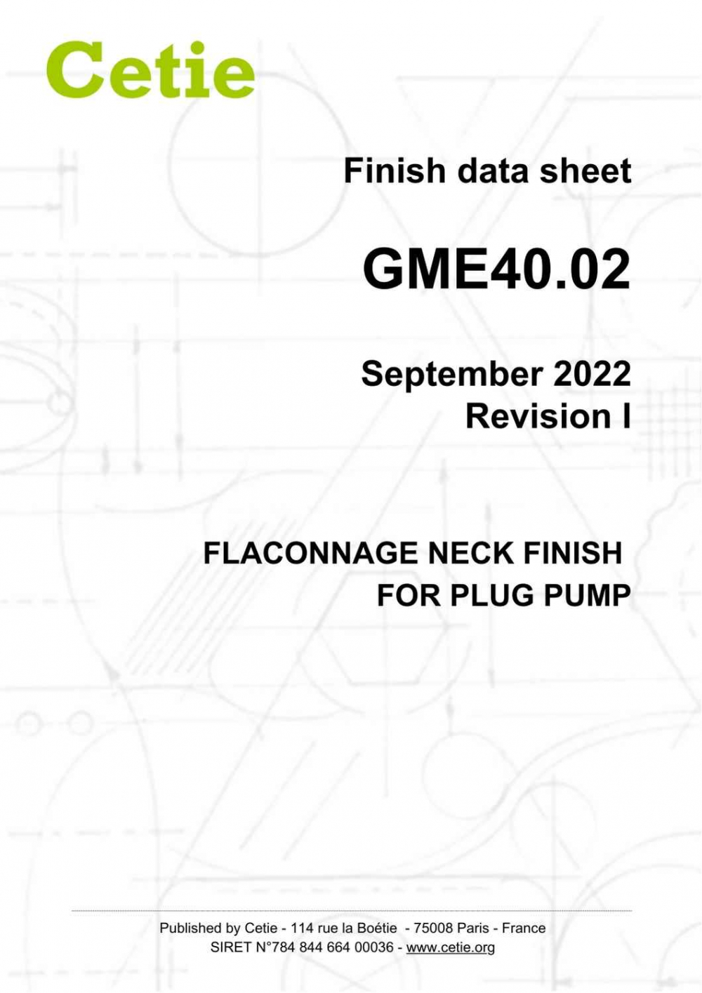 Cover - GME40.02  - Flaconnage - Neck finish for plug pump
