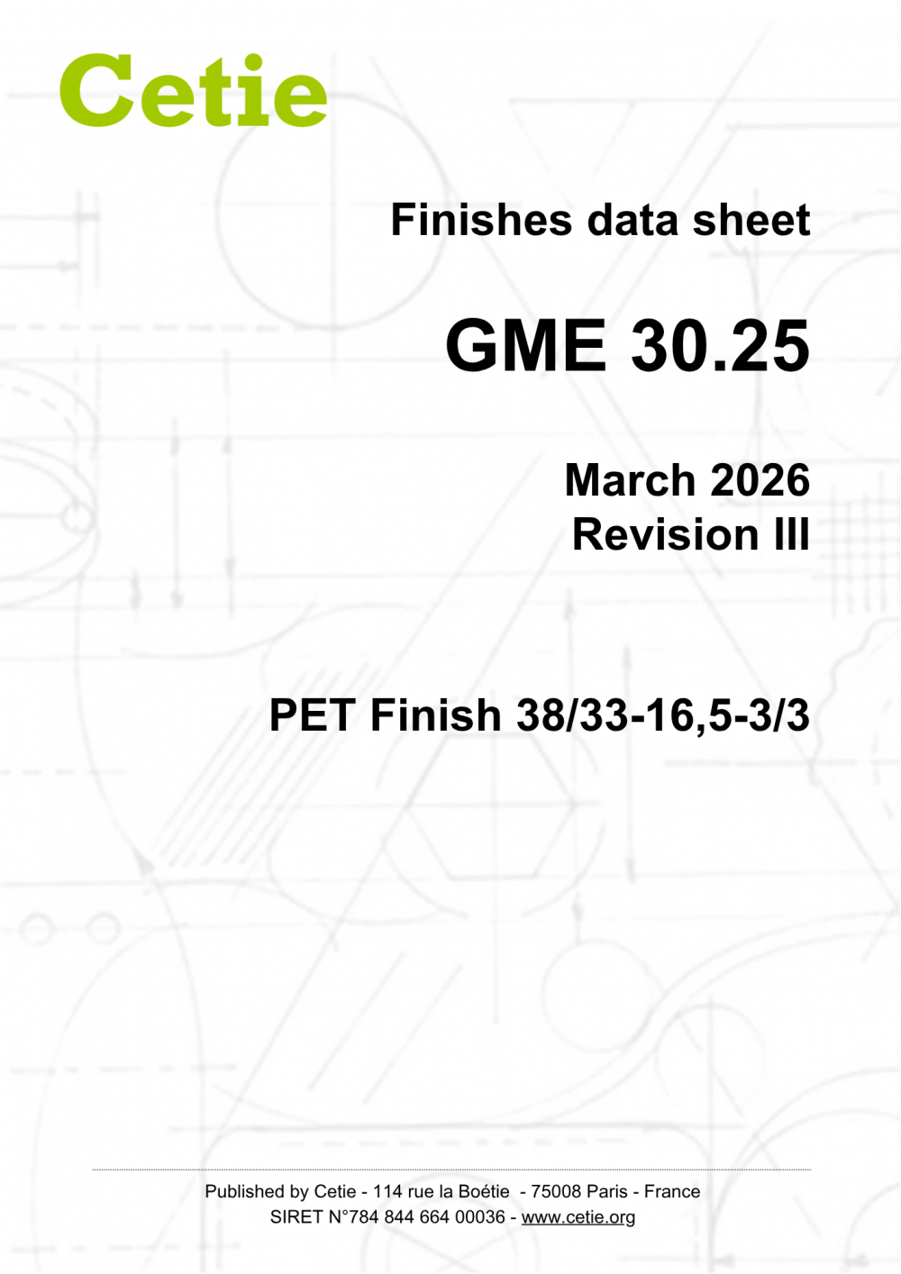 Cover - GME30.25 - PET finish 38/33-16,5-3/3