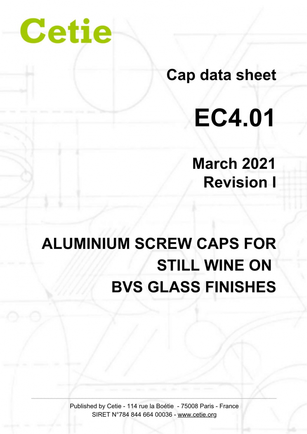 Cover - EC4.01 - Aluminium screw caps for still wine on BVS glass finishes