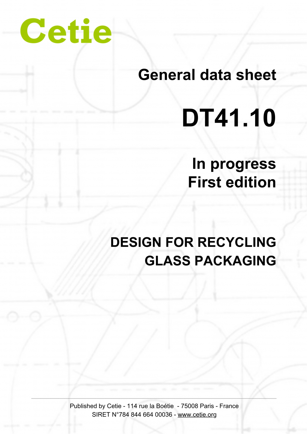 Cover - DT41.10 - Design for recycling - Process and criteria to evaluate the recyclability of glass packaging