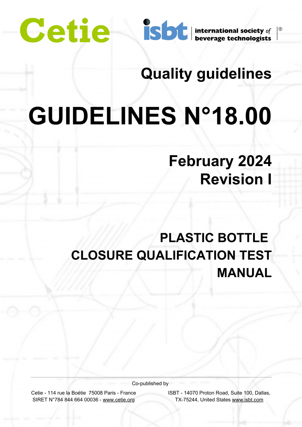 Cover - Guidelines No.18.00 - Plastic bottle closure qualification test manual