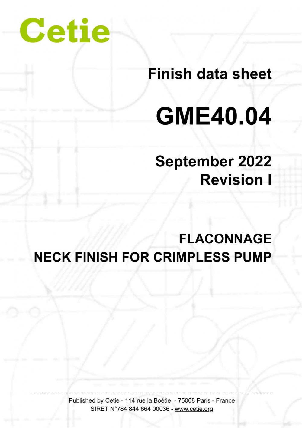 Cover - GME40.04 - Flaconnage - Neck finish for crimpless pump