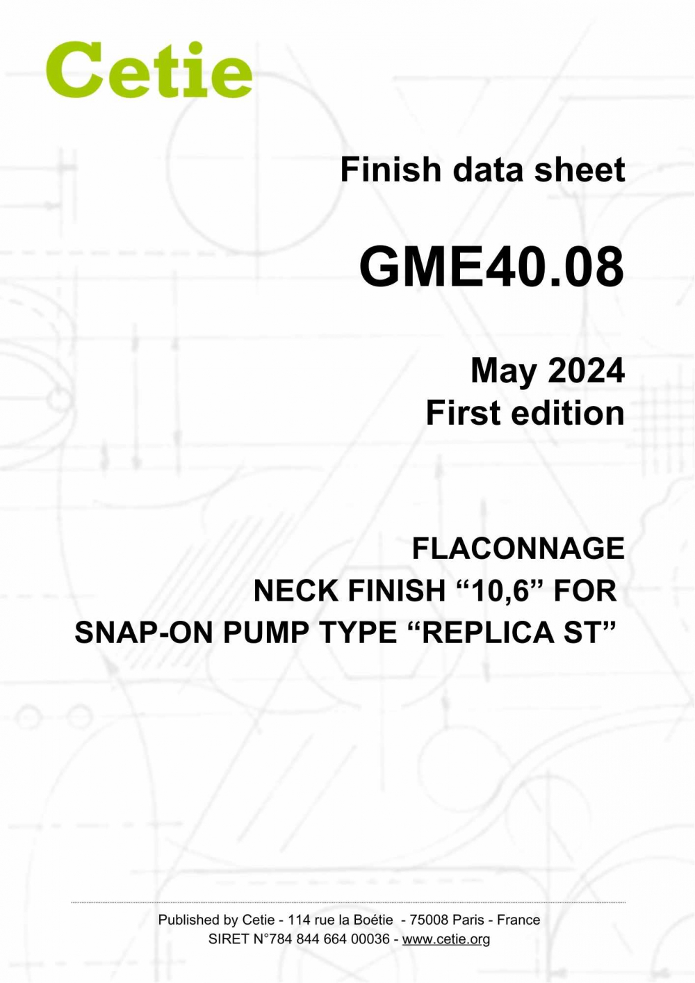 Cover - GME40.08 - Flaconnage - Neck finish \'10,6\' for snap-on pump type \'Replica ST\'