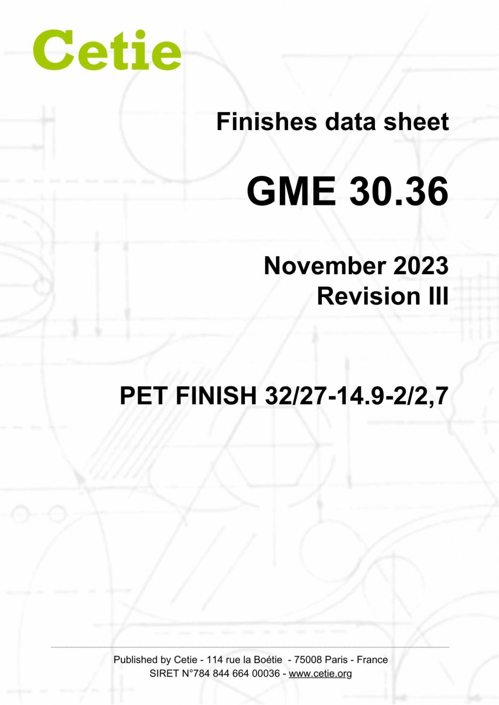 Cover - GME30.36 - PET finish 32/27-14.9-2/2,7