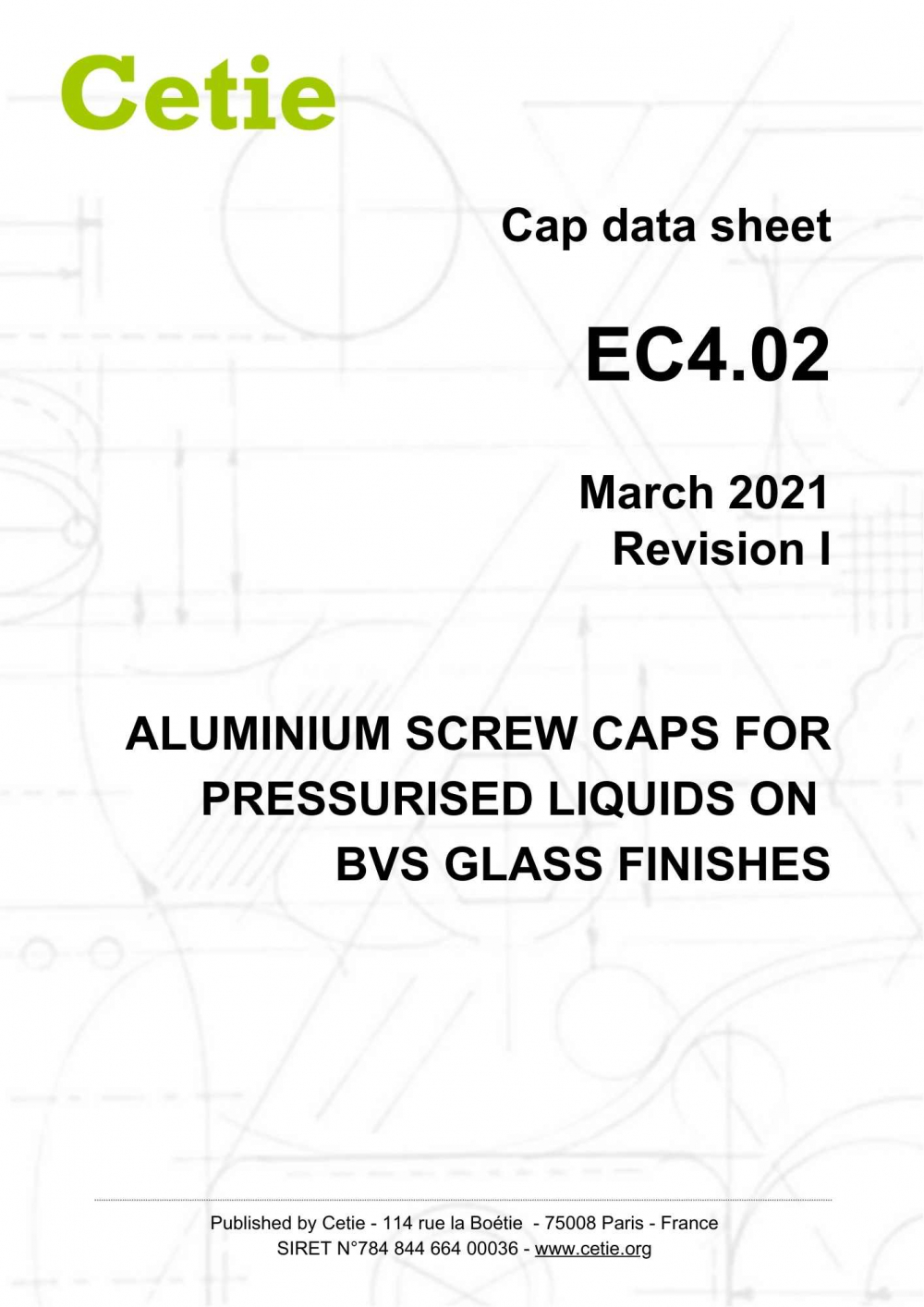 Cover - EC4.02 - Aluminium screw caps for pressurised liquids on BVS glass finishes