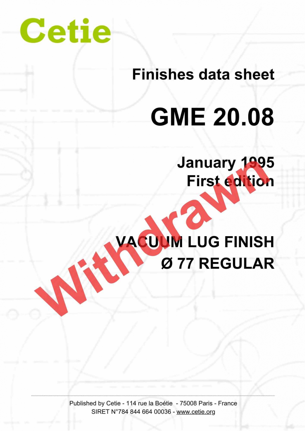 Cover - GME20.08 - Vacuum lug finish Ø 77 regular
