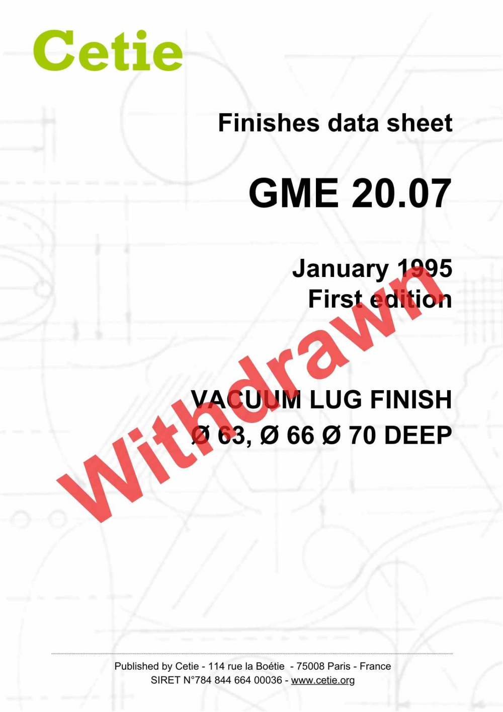 Cover - GME20.07 - Vacuum lug finish ø 63, ø 66 ø 70 deep
