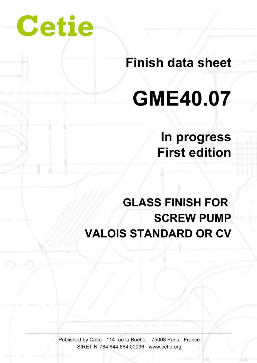 Cover - GME40.07 - Flaconnage - Glass finish for screw pump - CV finish 