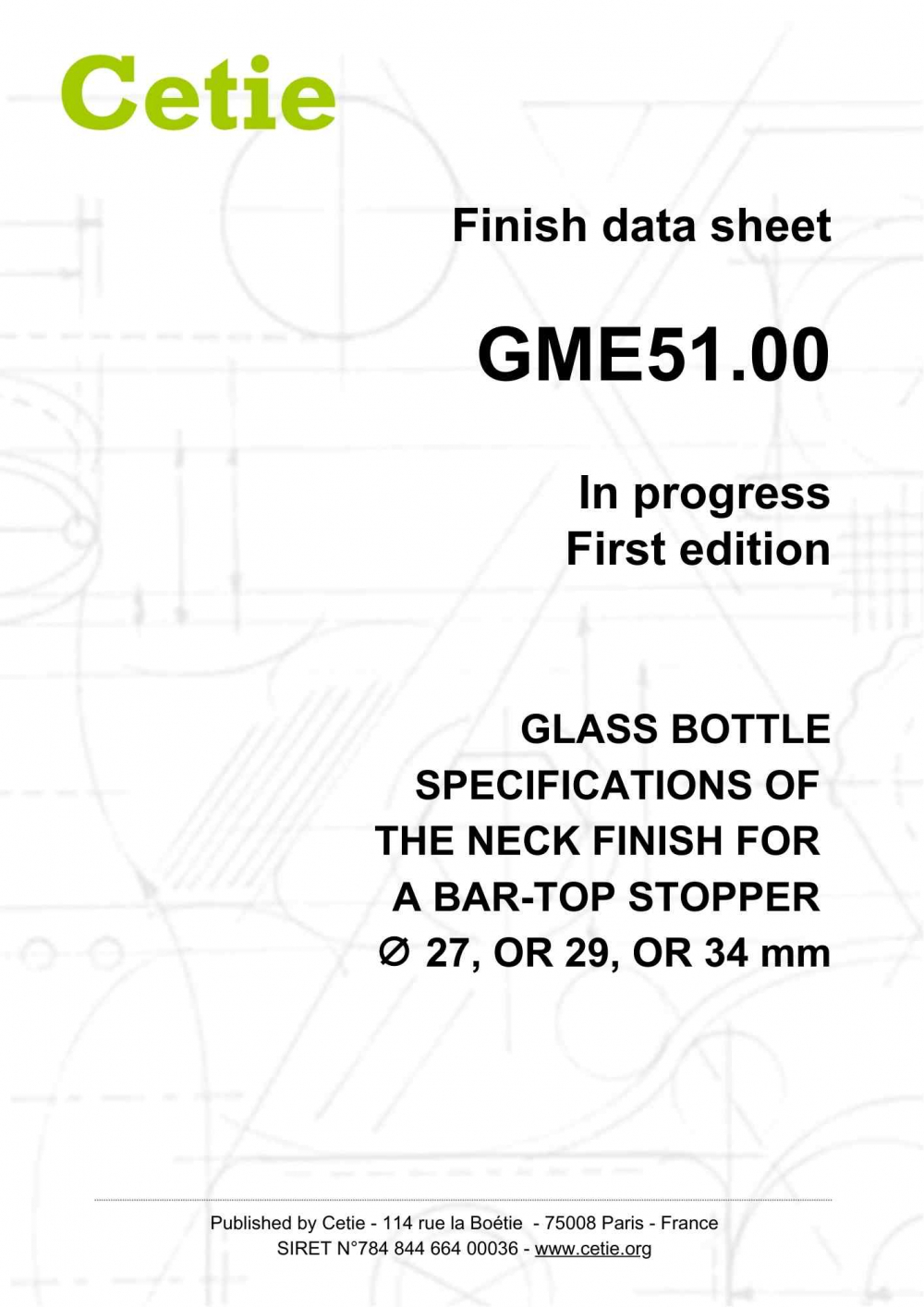 Cover - GME51.00 - Glass bottle - Bartop stopper 27, 29, or 34 mm neck finish, stopper and overcap