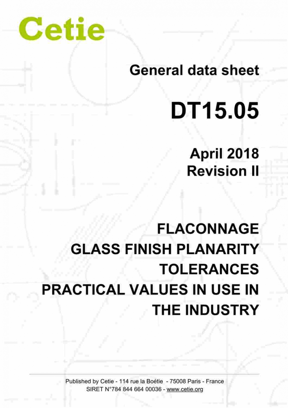 Cover - DT15.05 - Flaconnage - Glass finish planarity tolerances - Practical values in use in the industry