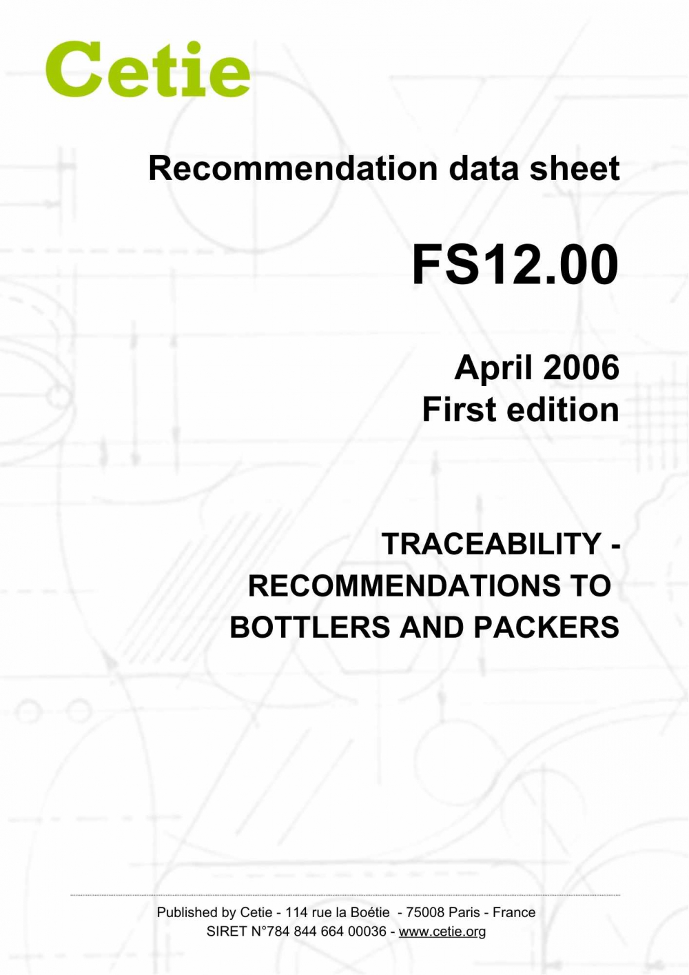 Cover - FS12.00 - Traceability - Recommendations to bottlers and packers