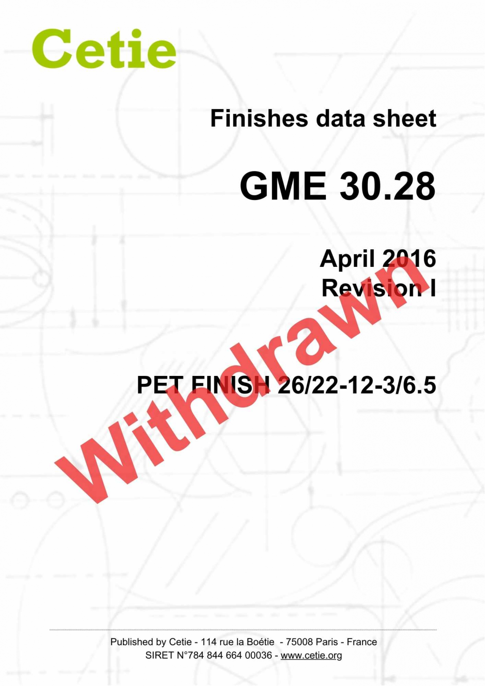 Cover - GME30.28 - PET finish 26/22-12-3/6.5