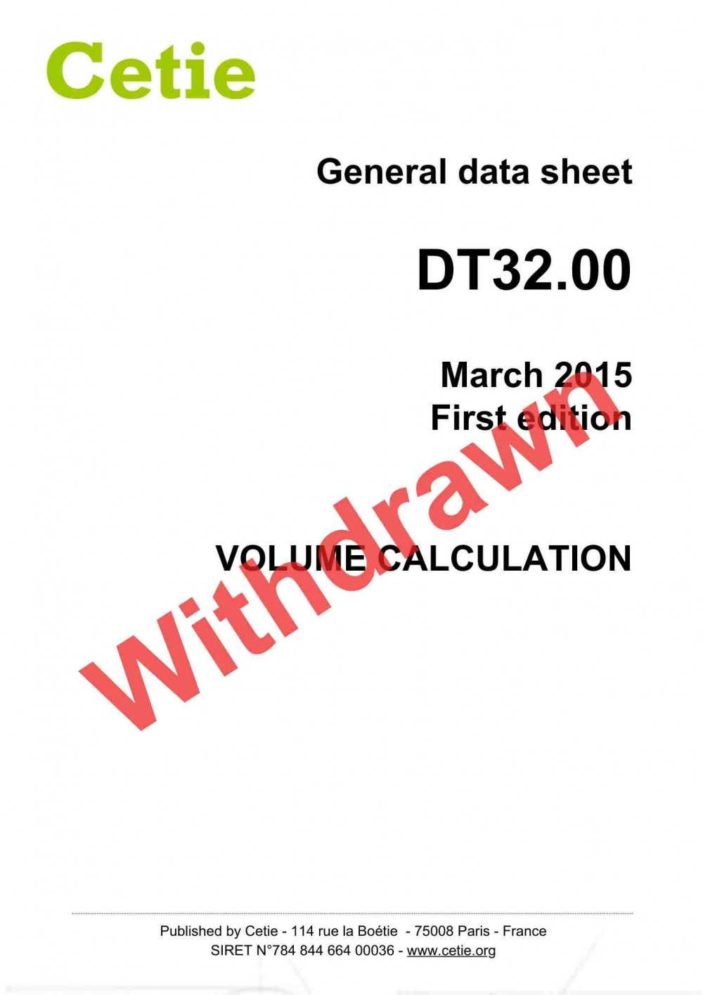 Cover - DT32.00 - Volume calculation