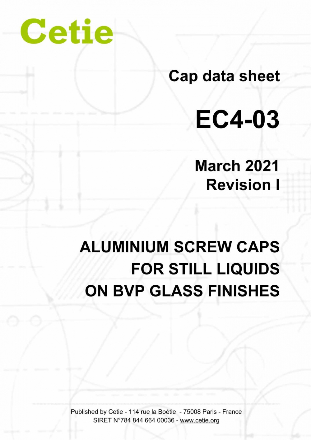 Cover - EC4.03 - Aluminium screw caps for still liquids on BVP glass finishes