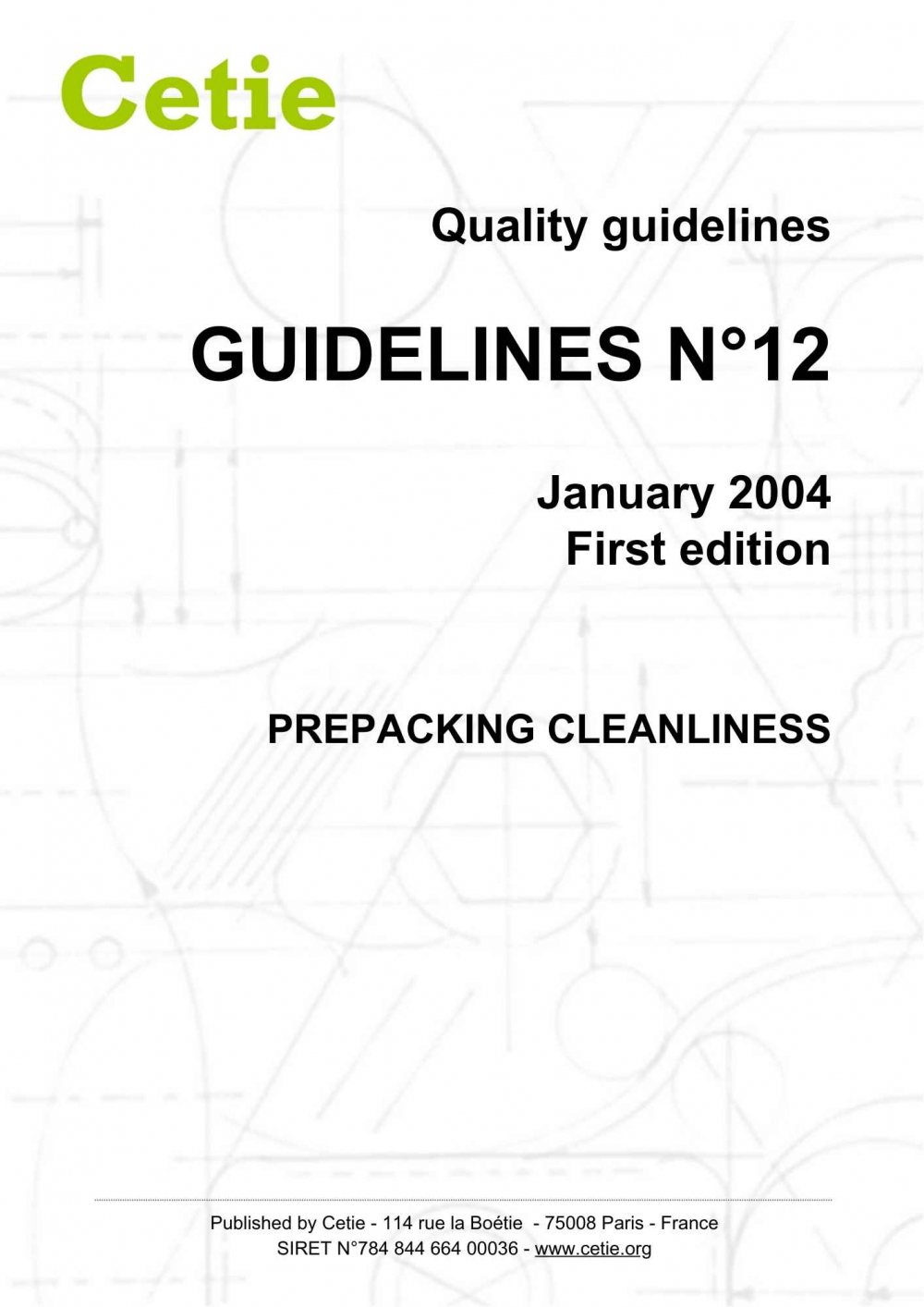 Cover - Guidelines No.12 - Prepacking cleanliness 