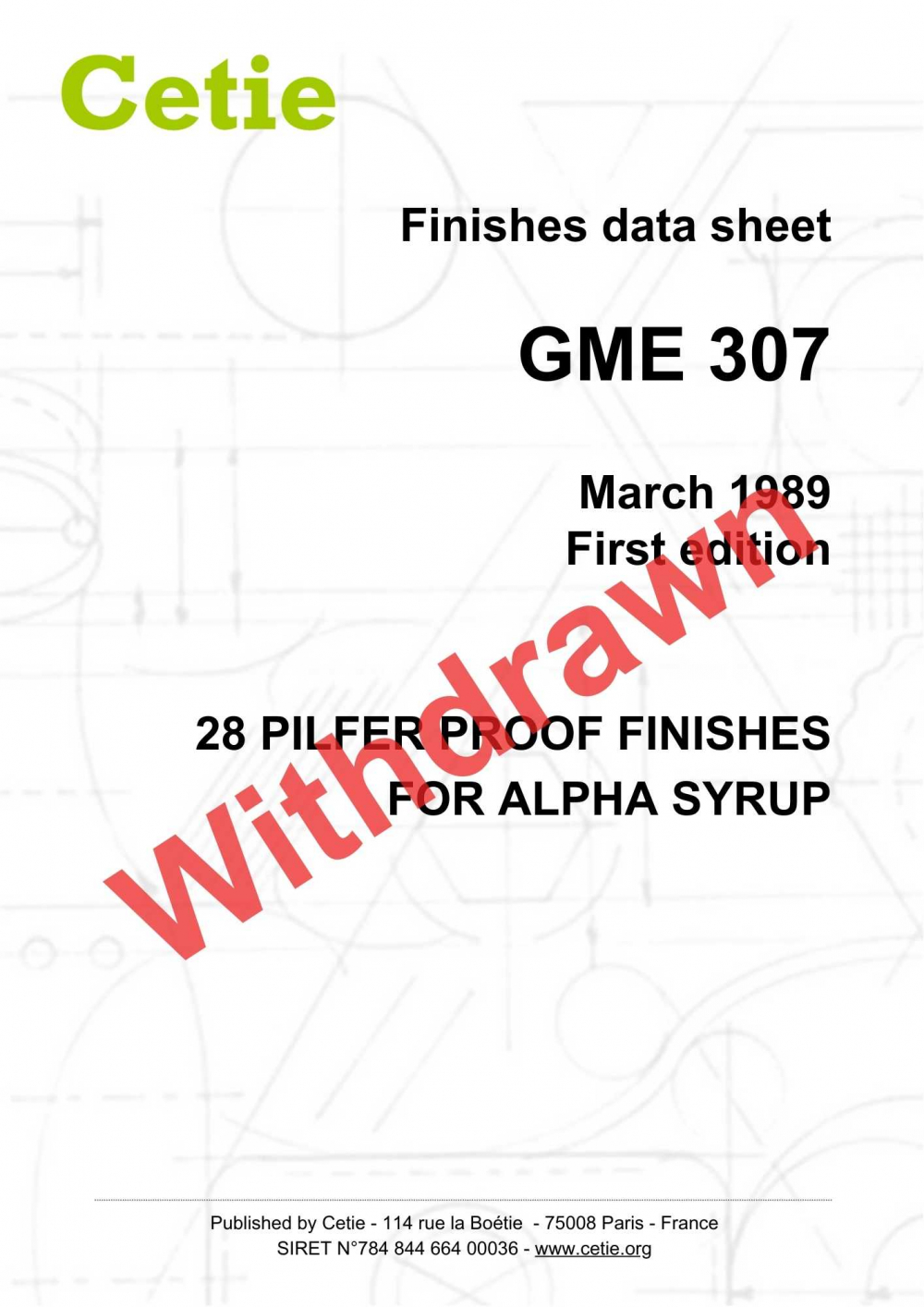 Cover - GME307 - 28 pilferproof finishes for alpha syrups