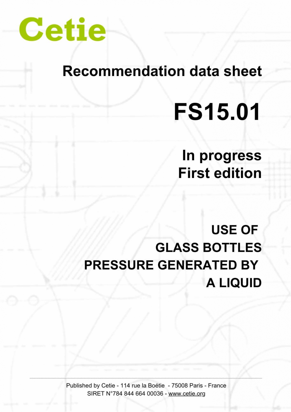 Cover - FS15.01 - Use of glass bottles - Pressure generated by a liquid