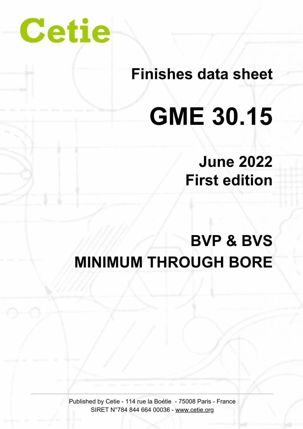 Cover - GME30.15 - BVP and BVS minimum through bore
