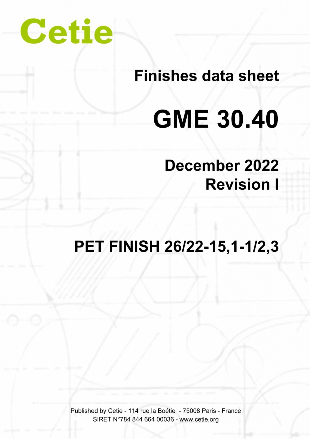 Cover - GME30.40 - PET finish 26/22-15,1-1/2,3