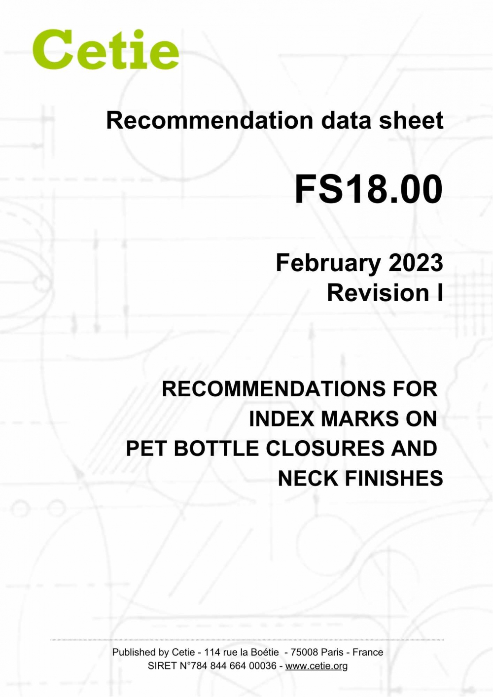Cover - FS18.00 - Recommendations for index marks on pet bottle closures and neck finishes