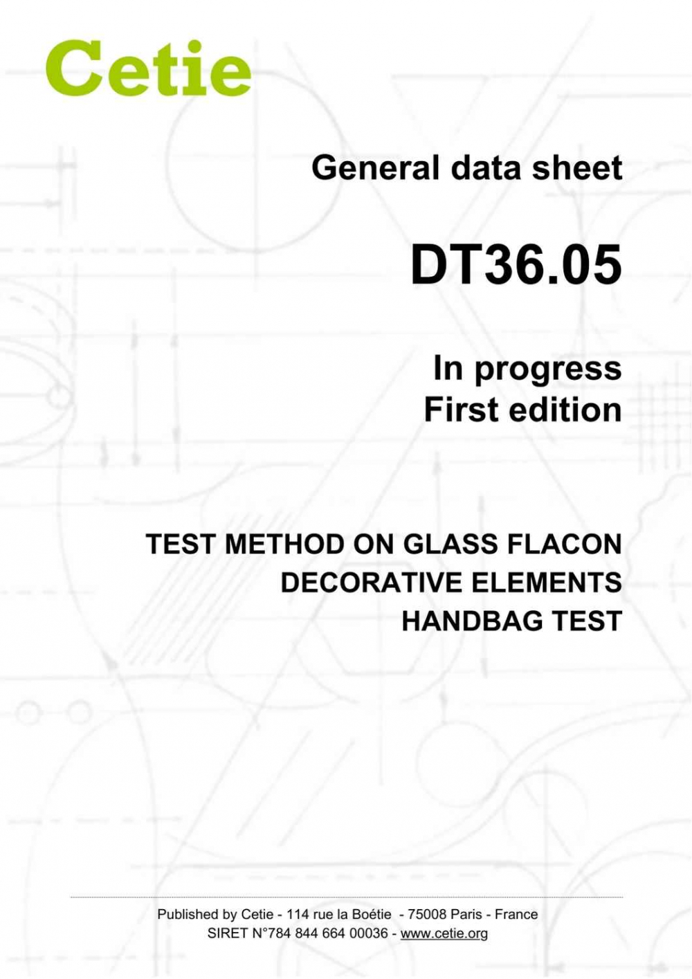 Cover - DT36.05 - Test method on glass flacon decorative elements - Handbag test