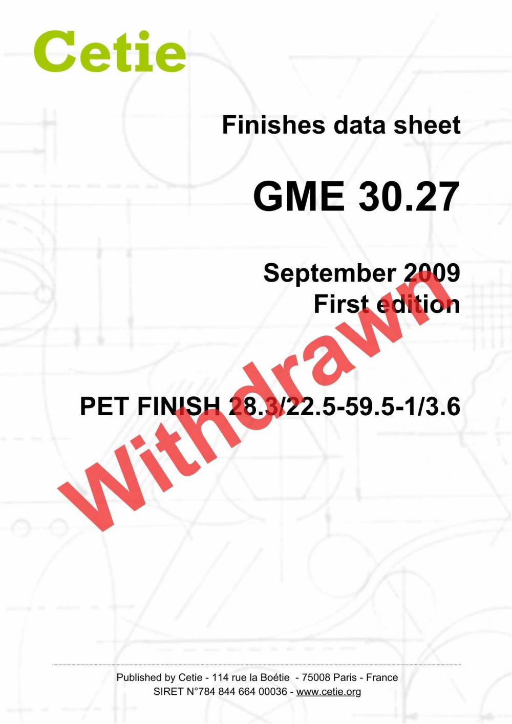 Cover - GME30.27 - PET finish 28.3/22.5-59.5-1/3.6