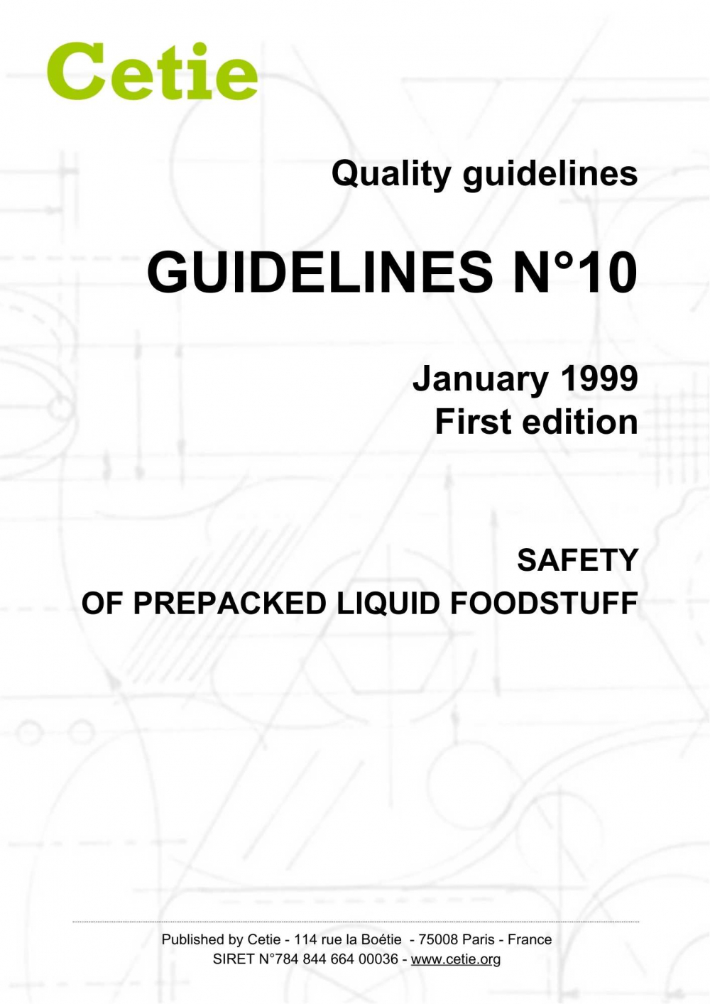 Cover - Guidelines No.10 - Safety of pre-packaged liquid foods