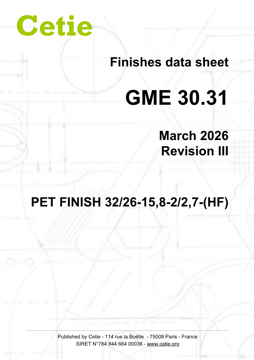 Cover - GME30.31 - PET finish 32/26-15,8-2/2,7-(HF)