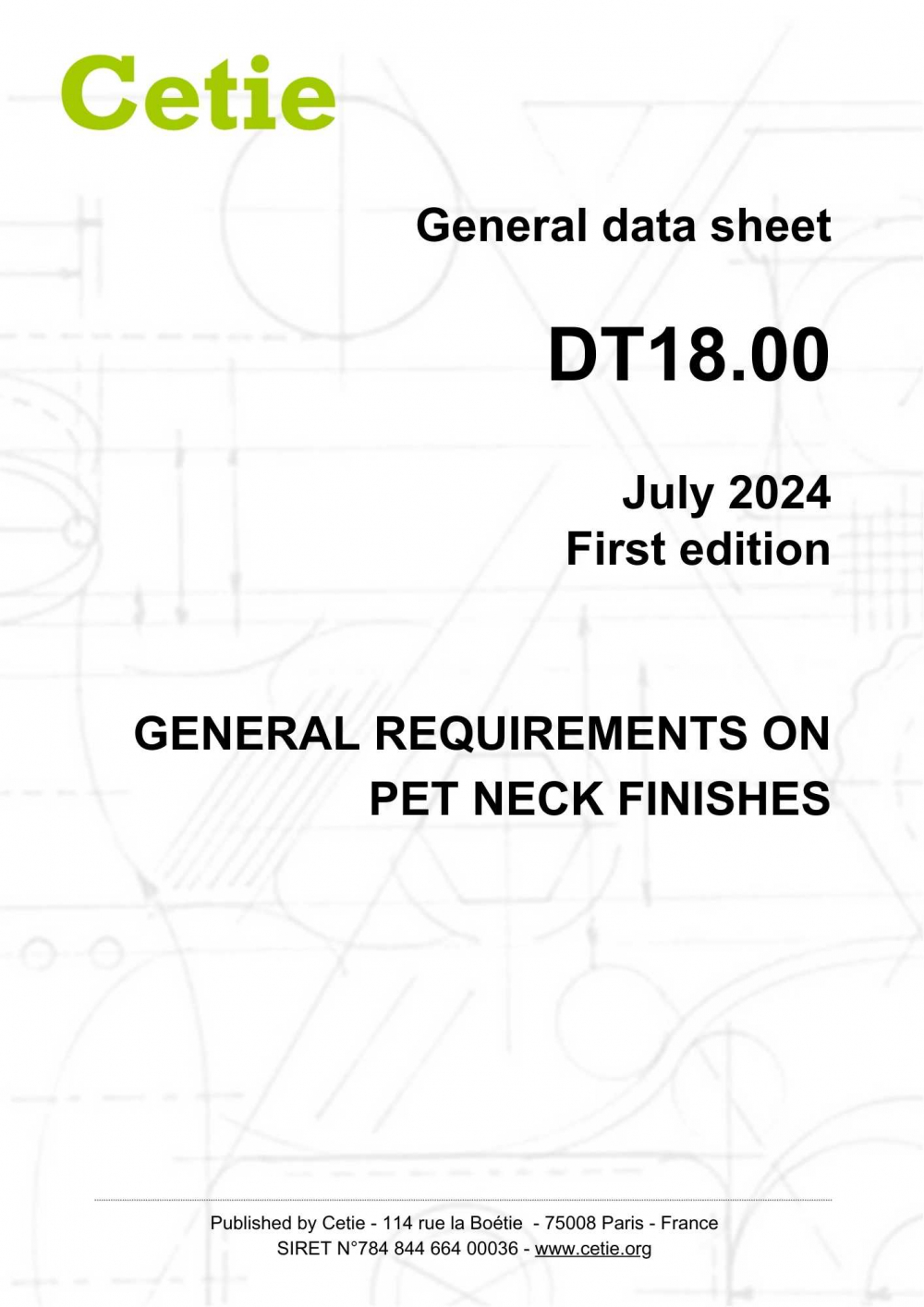 Cover - DT18.00 - General requirements on PET neck finishes