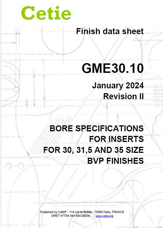 Cover - GME30.10 - Bore specifications for inserts for 30, 31,5 and 35 size BVP finishes