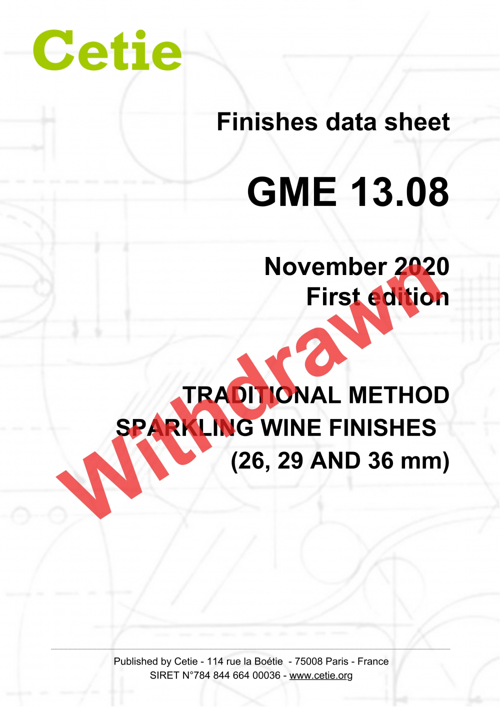 Cover - GME13.08 - Traditional method sparkling wine finishes  (26, 29 and 36 mm)