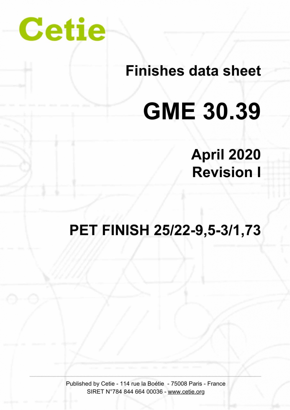 Cover - GME30.39 - PET finish 25/22-9,5-3/1,73