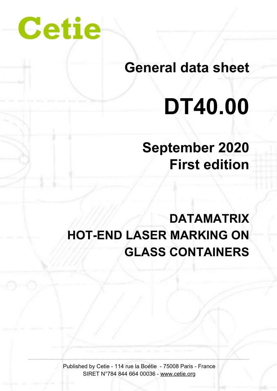 Cover - DT40.00 - Datamatrix hot-end laser marking on glass containers