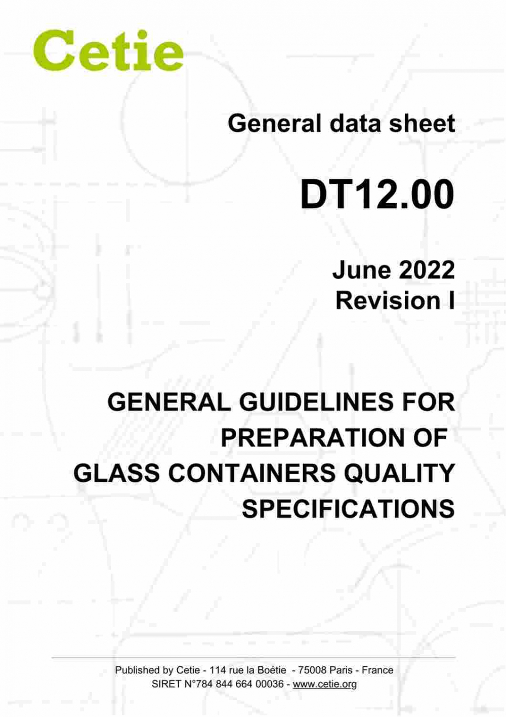 Cover - DT12.00 - General guidelines for preparation of glass containers quality specifications