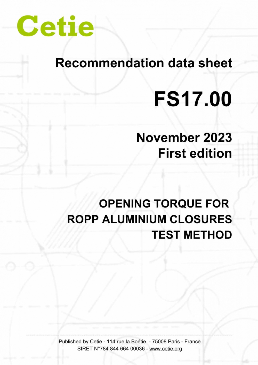 Cover - FS17.00 - Opening torque for ROPP aluminium closures - Test method