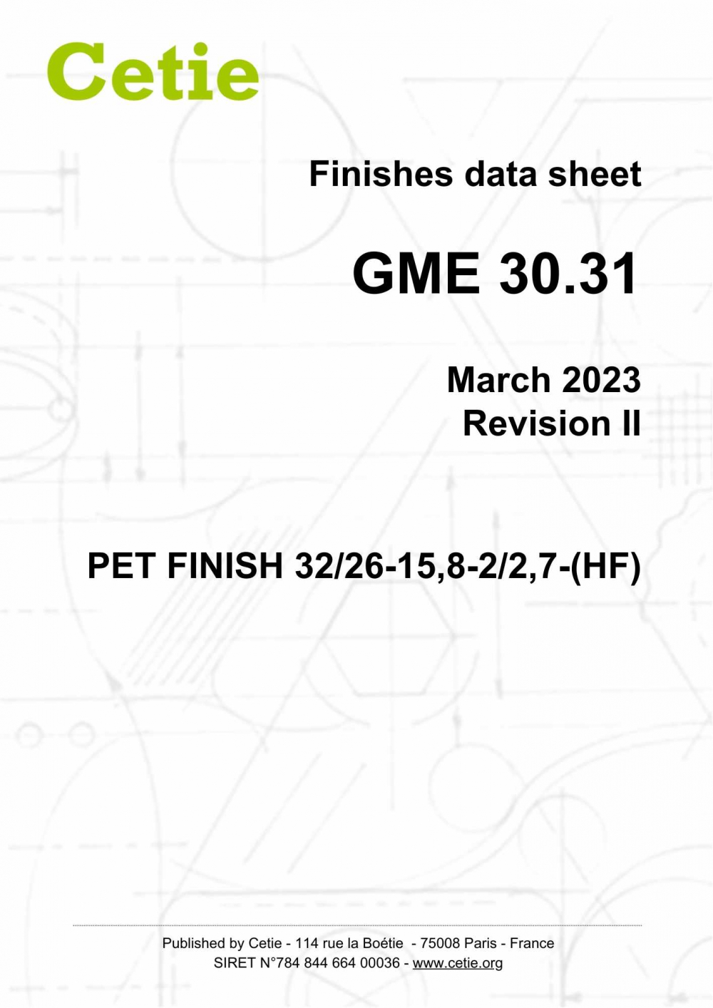 Cover - GME30.31 - PET finish 32/26-15,8-2/2,7-(HF)