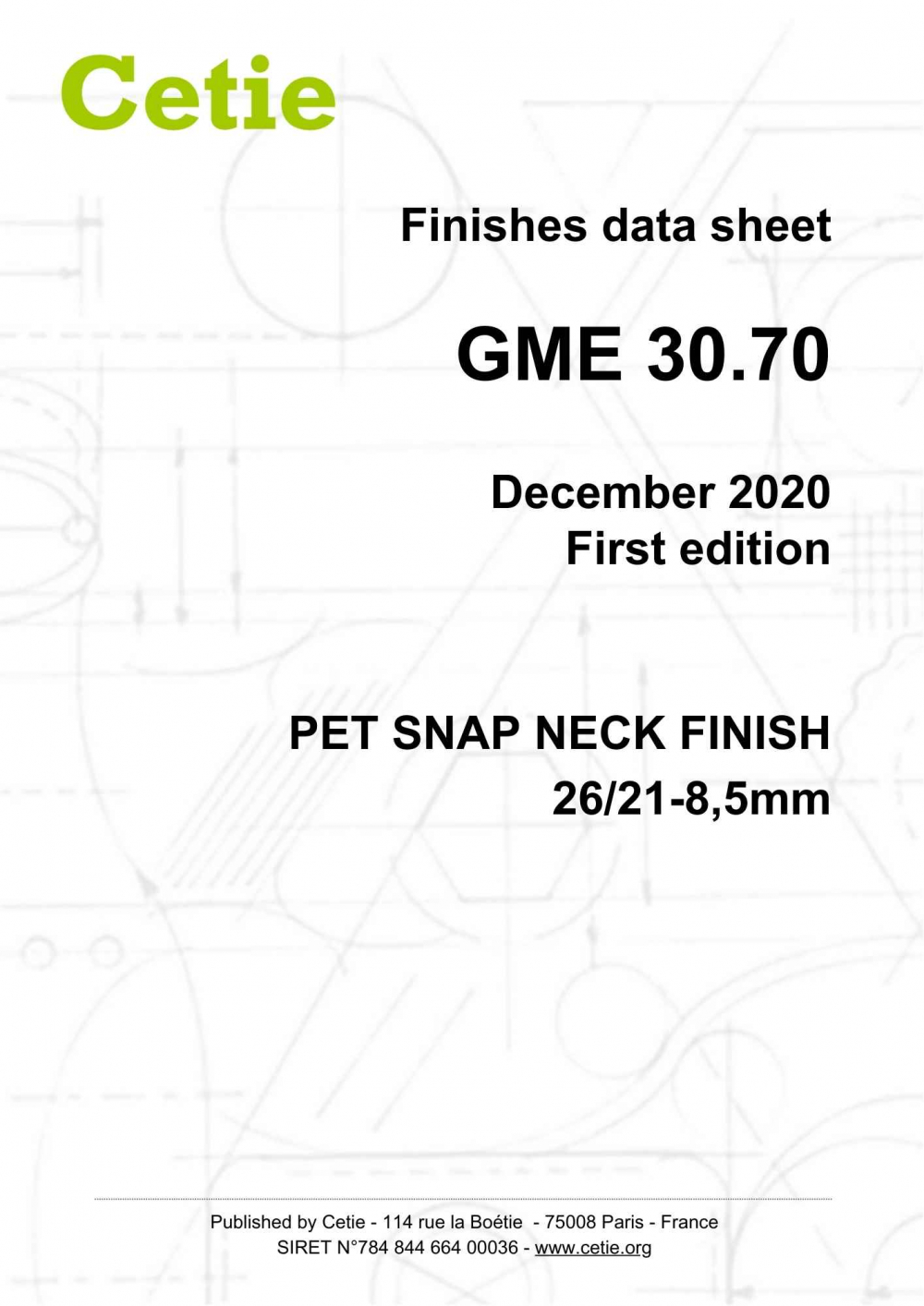 Cover - GME30.70 - PET snap neck finish 26/21-8,5mm