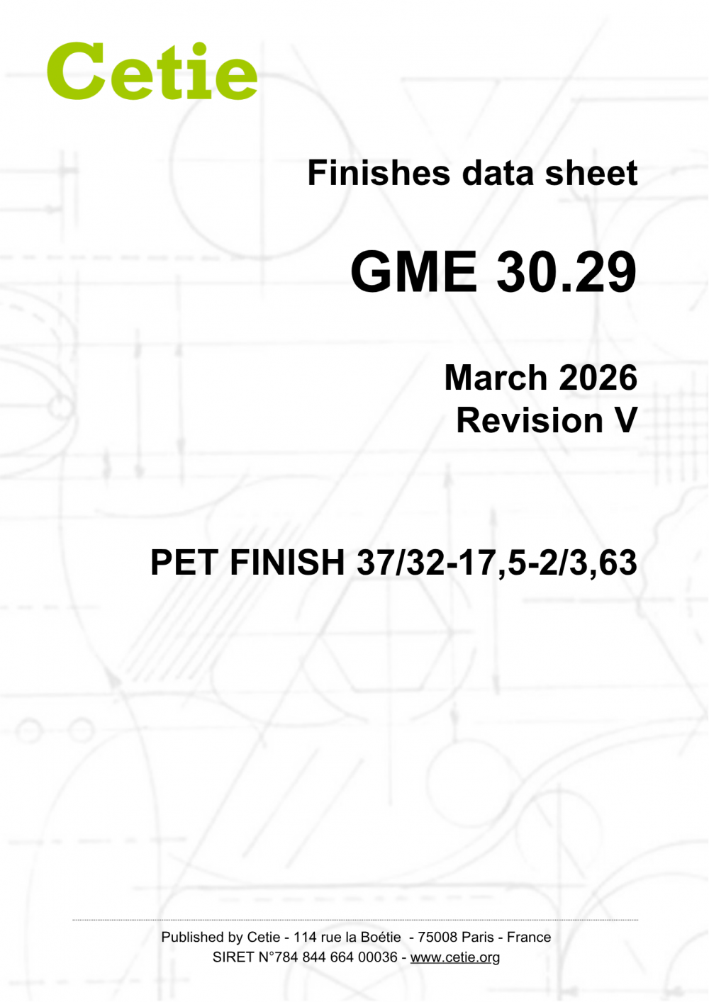 Cover - GME30.29 - PET finish  37/32-17,5-2/3,63