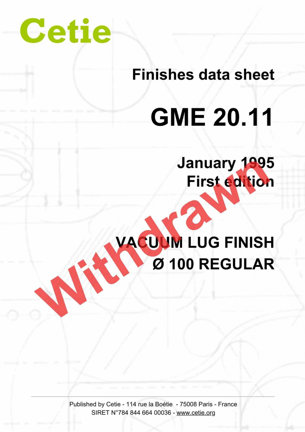 Cover - GME20.11 - Vacuum lug finish Ø 100 regular