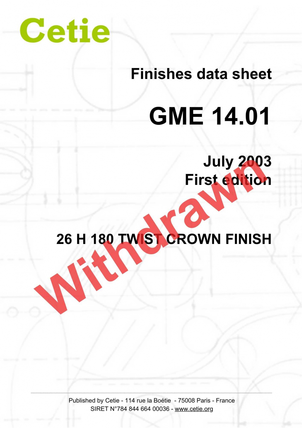 Cover - GME14.01 - 26H180 twist crown finish