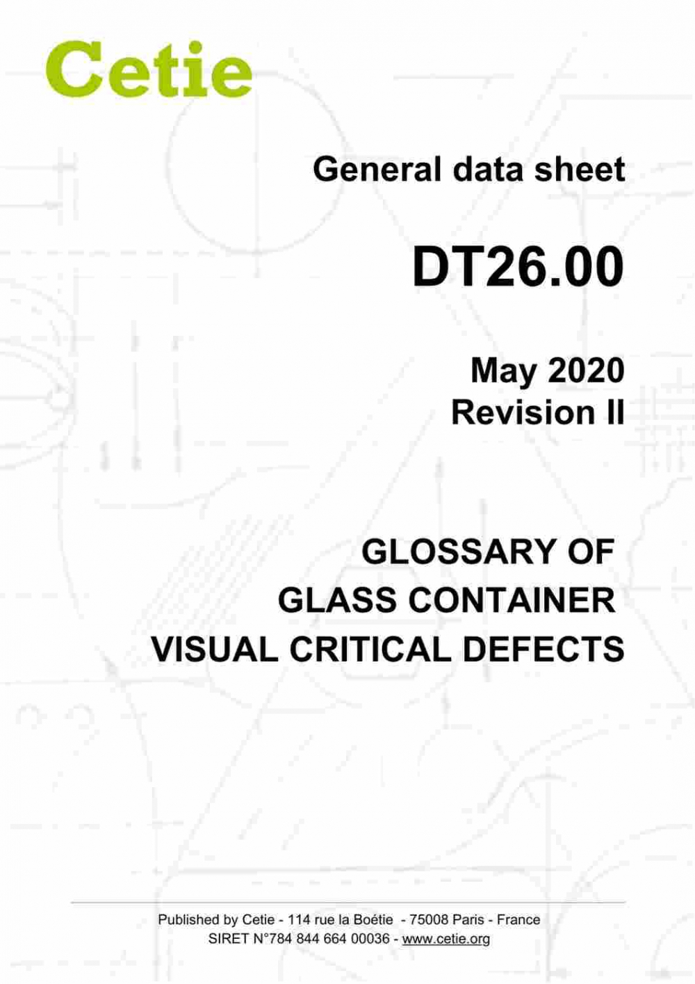 Cover - DT26.00 - Glossary of glass container visual critical defects