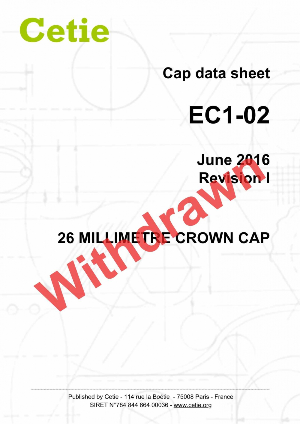 Cover - EC1.02 - 26mm crown cap