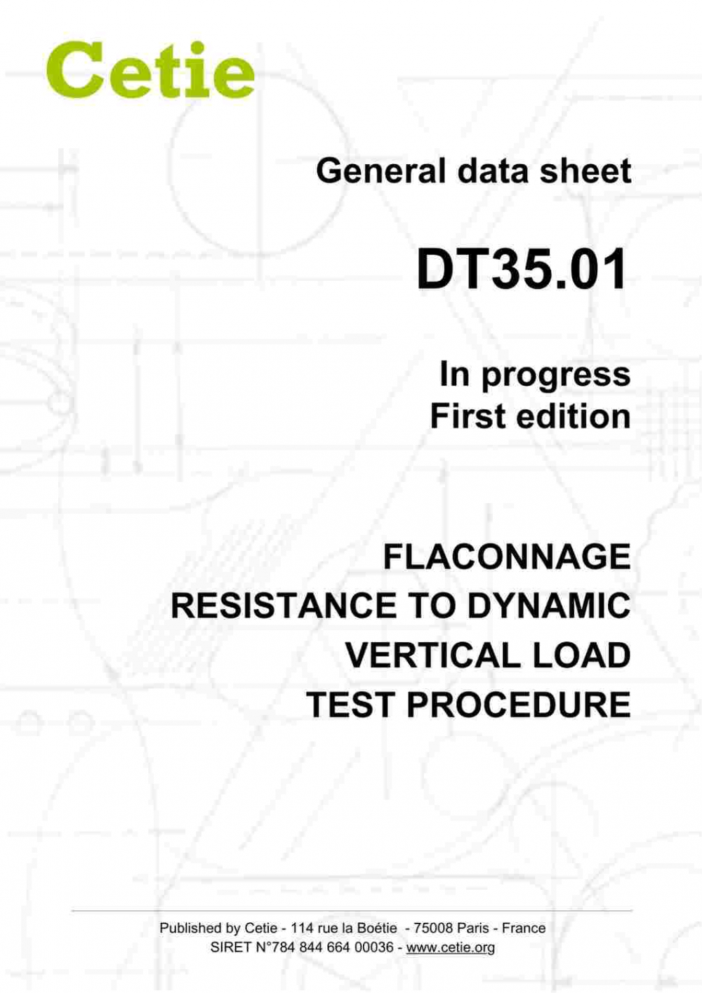 Cover - DT35.01 - Flaconnage - Resistance to dynamic vertical load - Test procedure