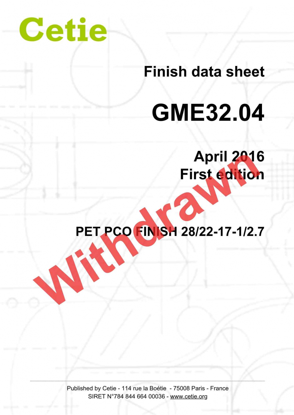 Cover - GME32.04 - PET PCO finish 28/22-17-1/2.7