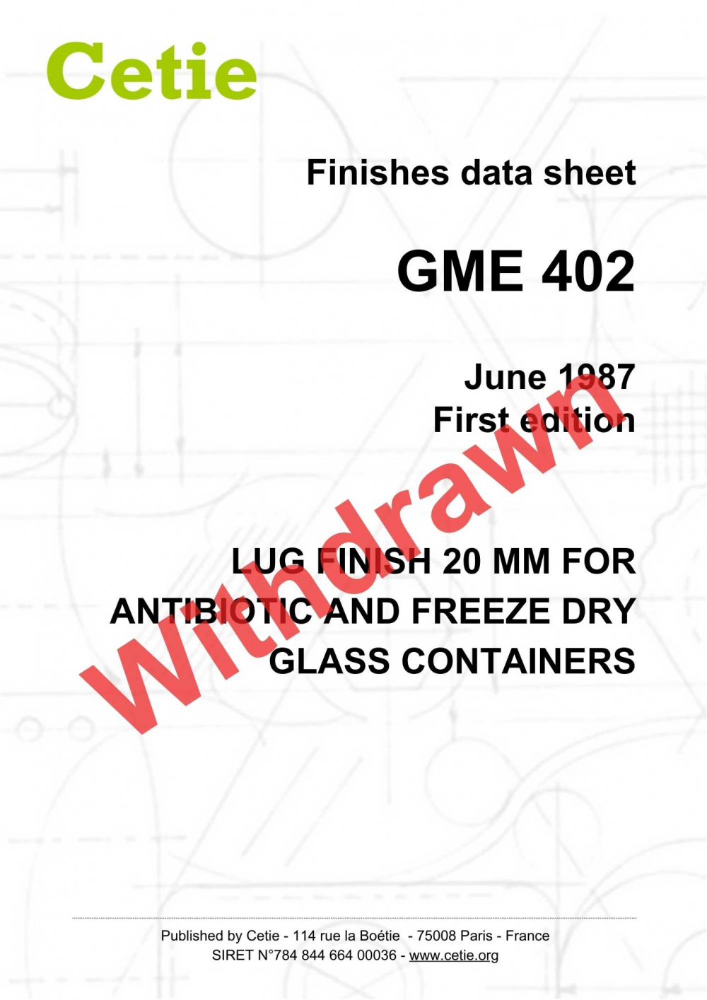 Cover - GME402 - Lug finish 20mm for antibiotic and freeze dry glass containers